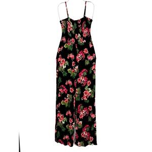 Women's Hawaiian Beach Resort Vacation Tropical Smocked Bow Wide Leg Jumpsuit